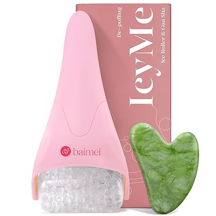 BAIMEI IcyMe Ice Roller & Gua Sha Facial Tool Set – Pink